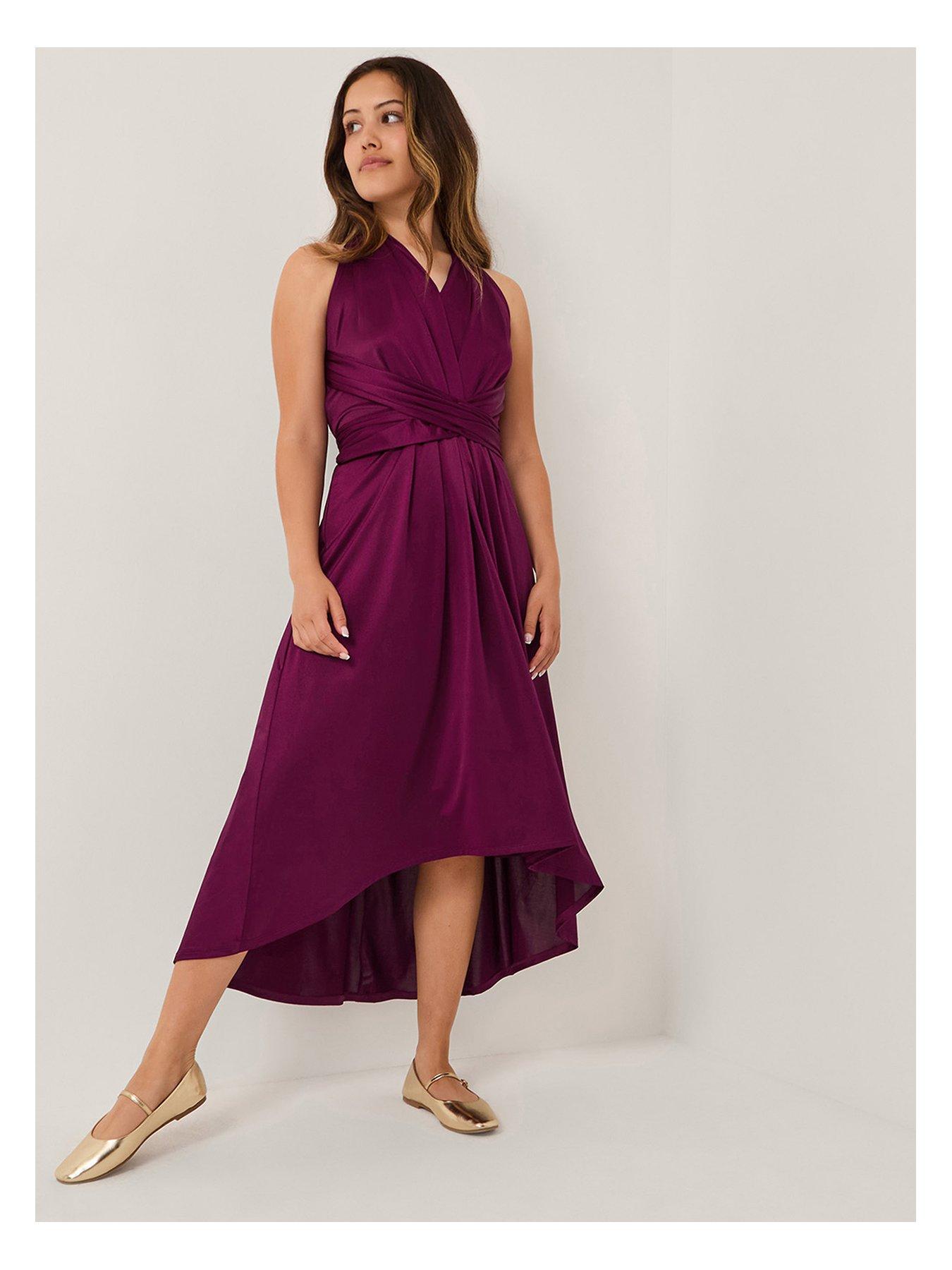 Monsoon Girls Tia Twist Prom Dress - Dark Red