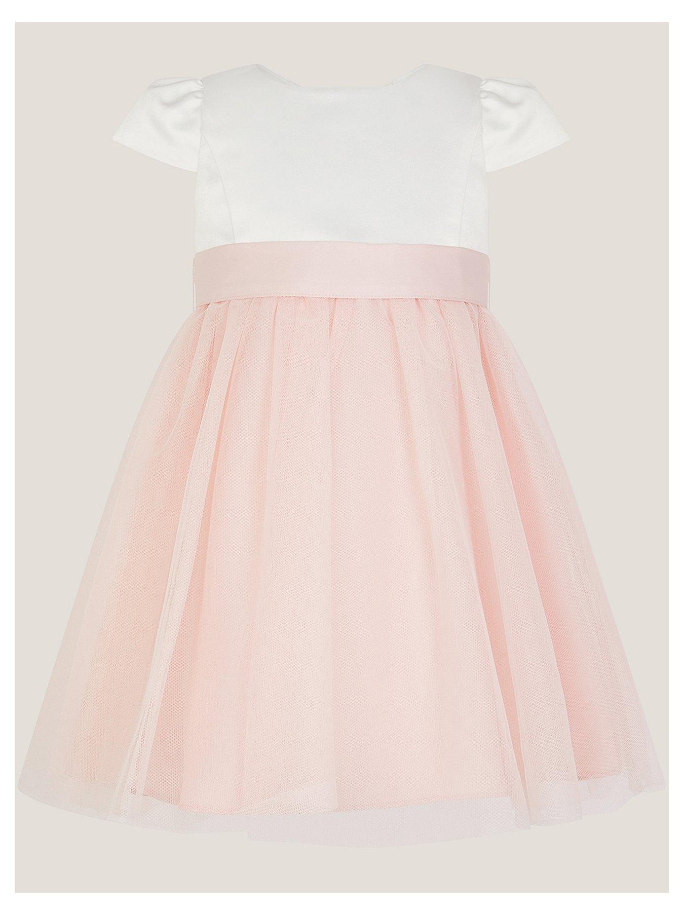 Monsoon Baby Girls Satin Bridesmaid Dress - Pink