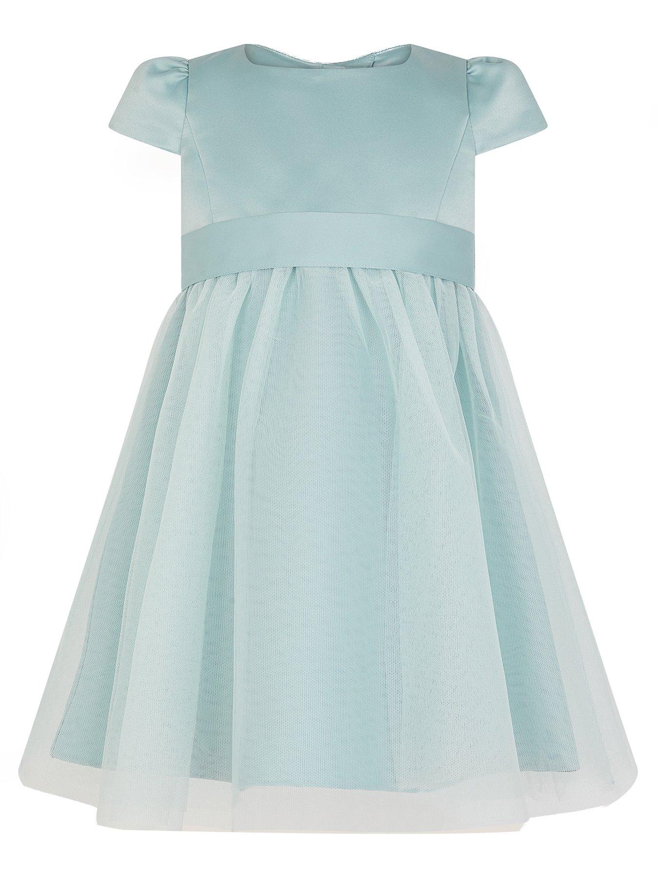 Monsoon Baby Girls Satin Bridesmaid Dress - Light Green