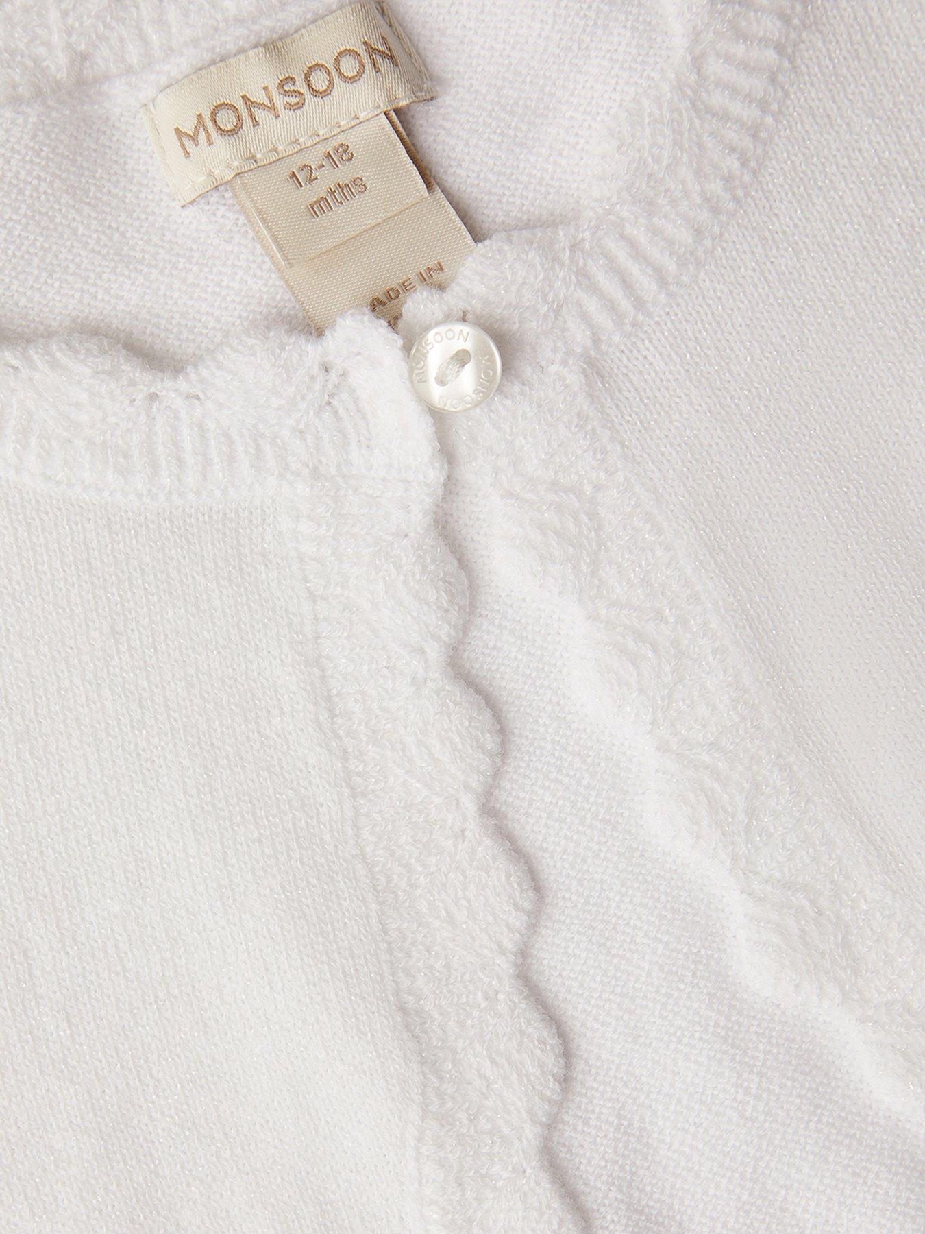 Image 4 of 7 of Monsoon Baby Girls Maeve Cardigan - Light Cream