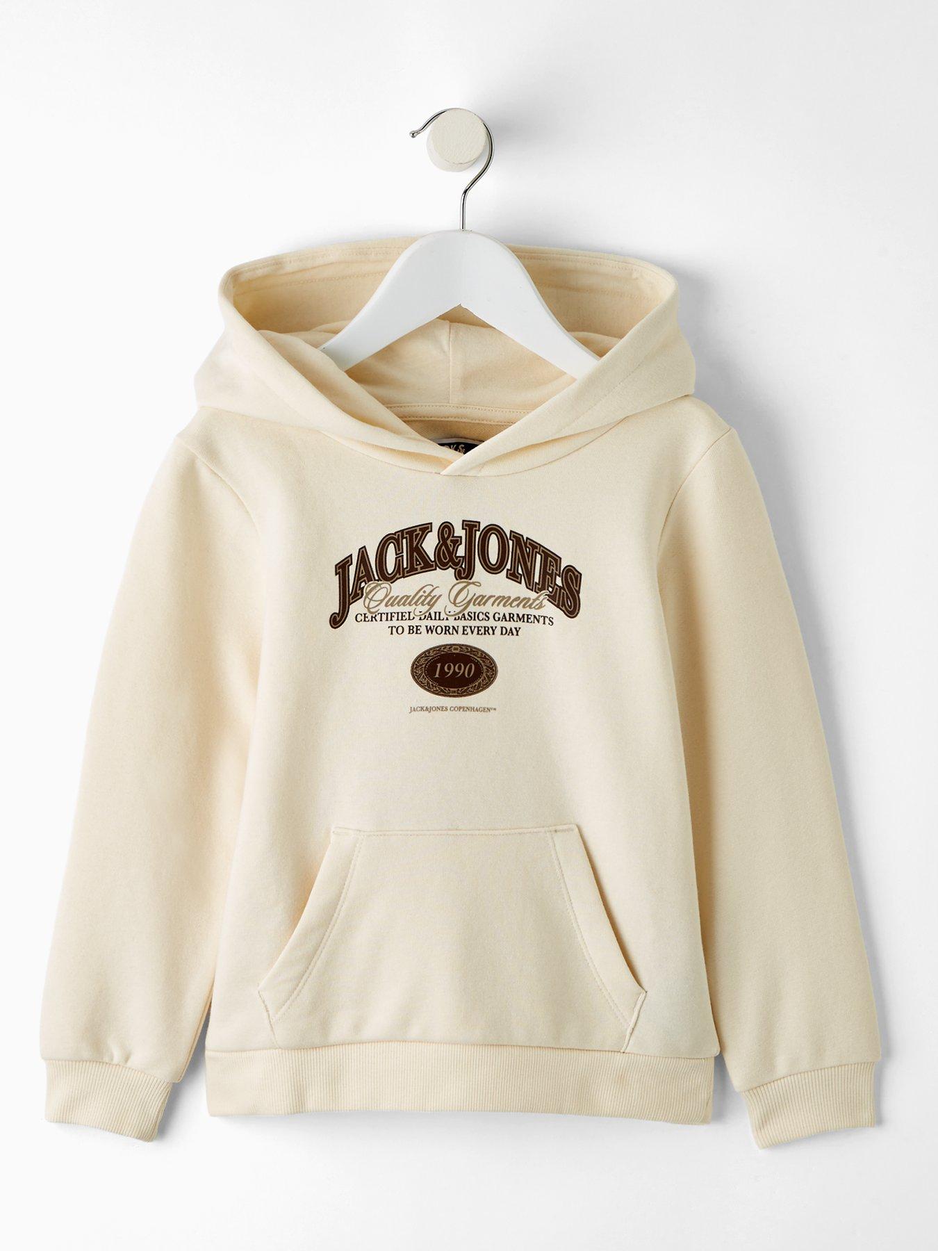 Jack & Jones Mini Younger Boys Ari Branding Hoodie - Cream