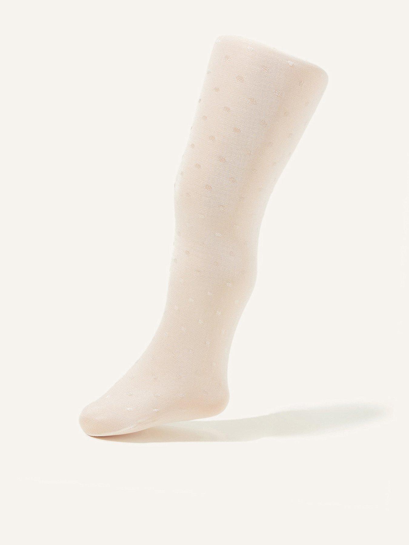 Monsoon Baby Girls Polka Dot Tights - Light Cream