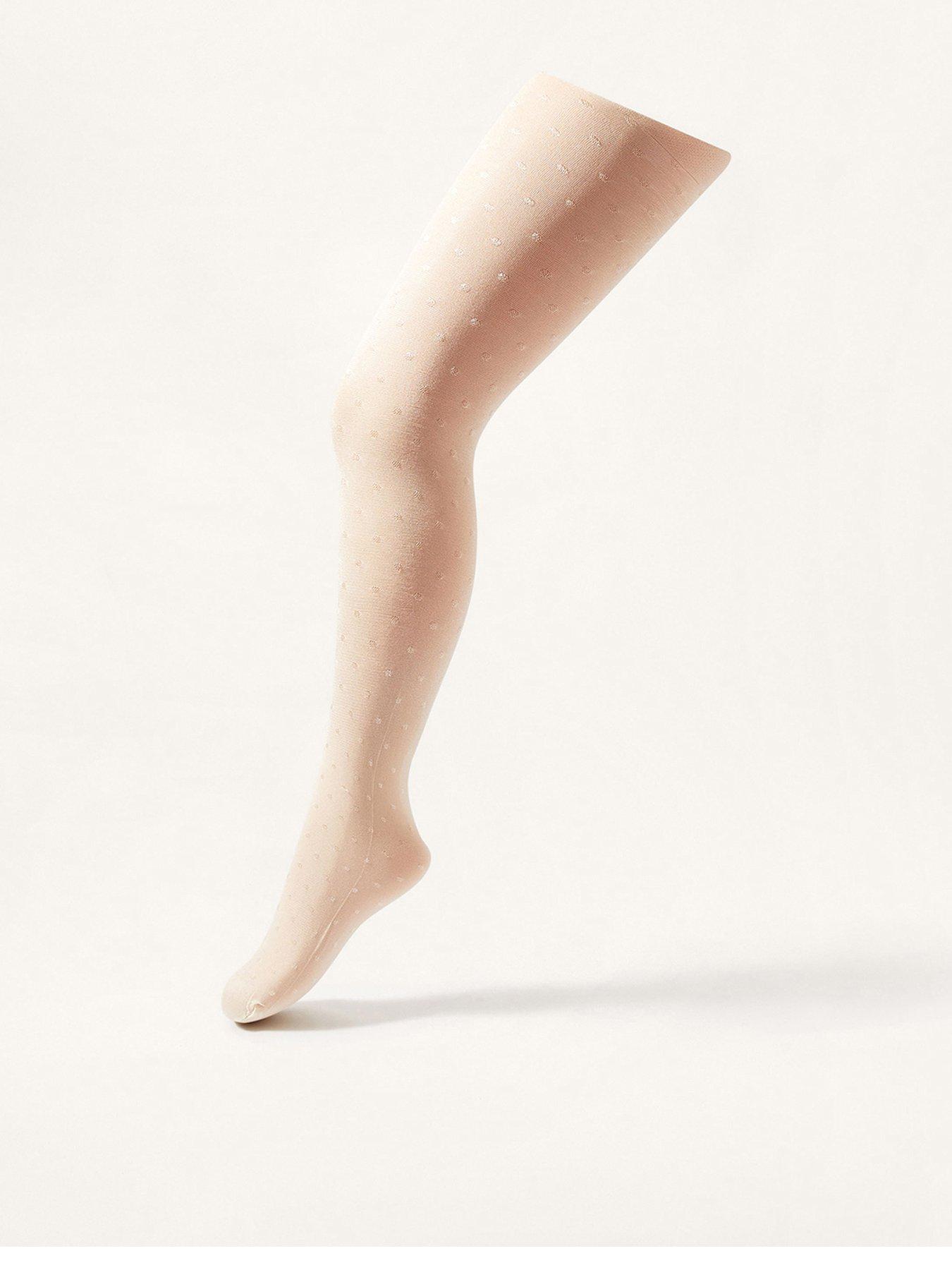 Monsoon Girls Bridal Spot Tights - Light Cream