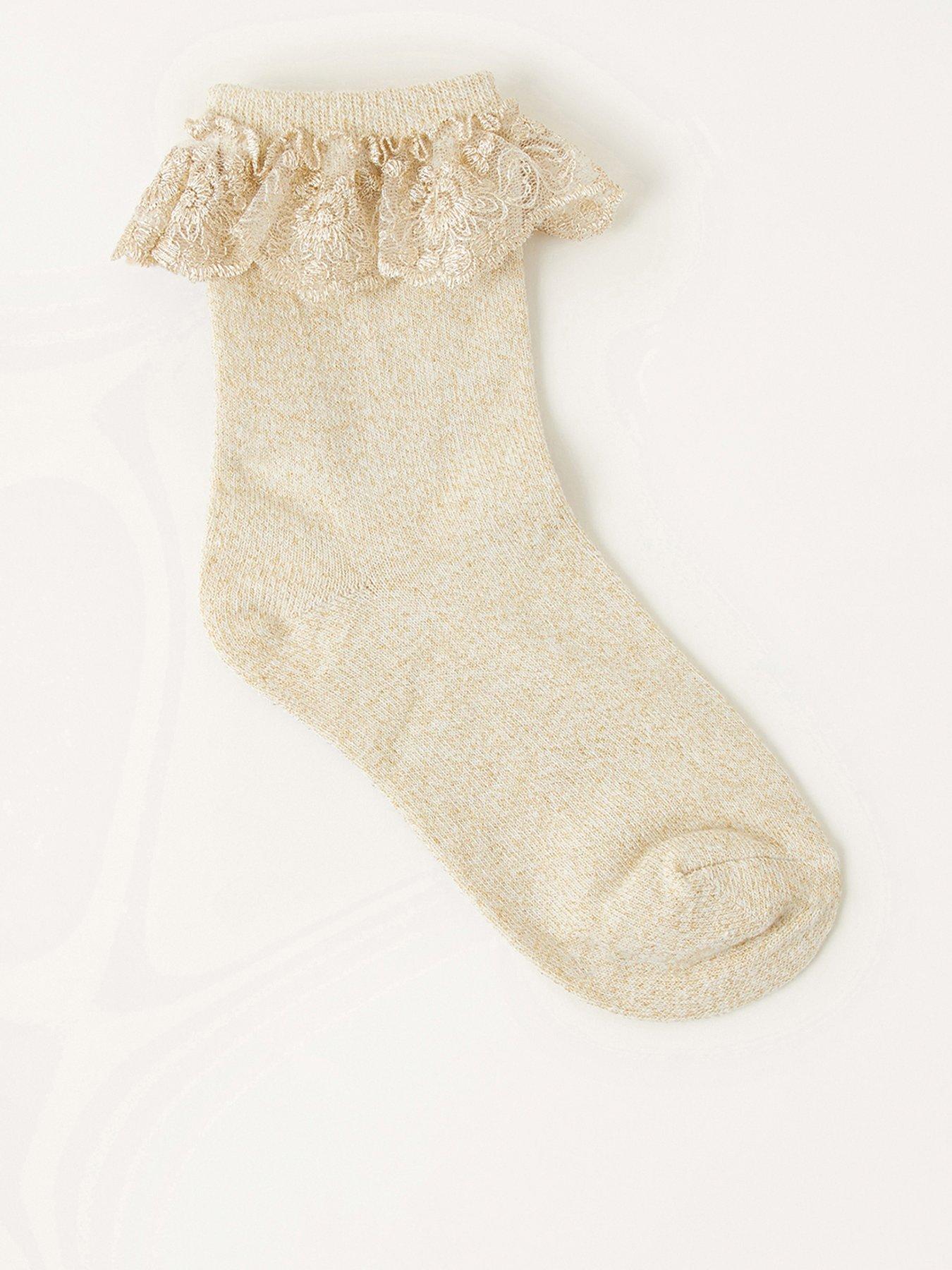 monsoon-girls-sparkle-floral-socks-gold