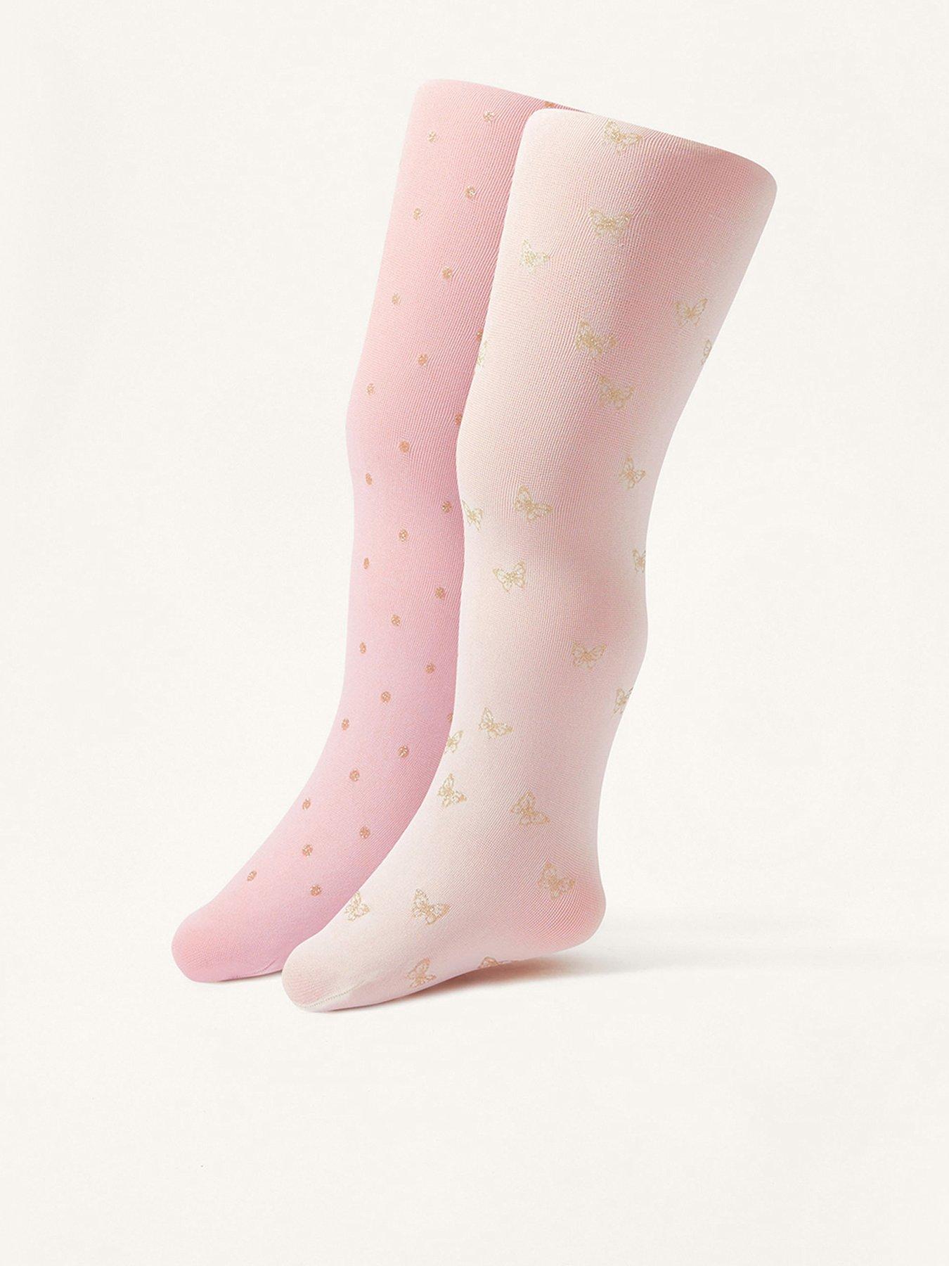 Monsoon Baby Girls 2 Pack Glittery Print Tights - Multi