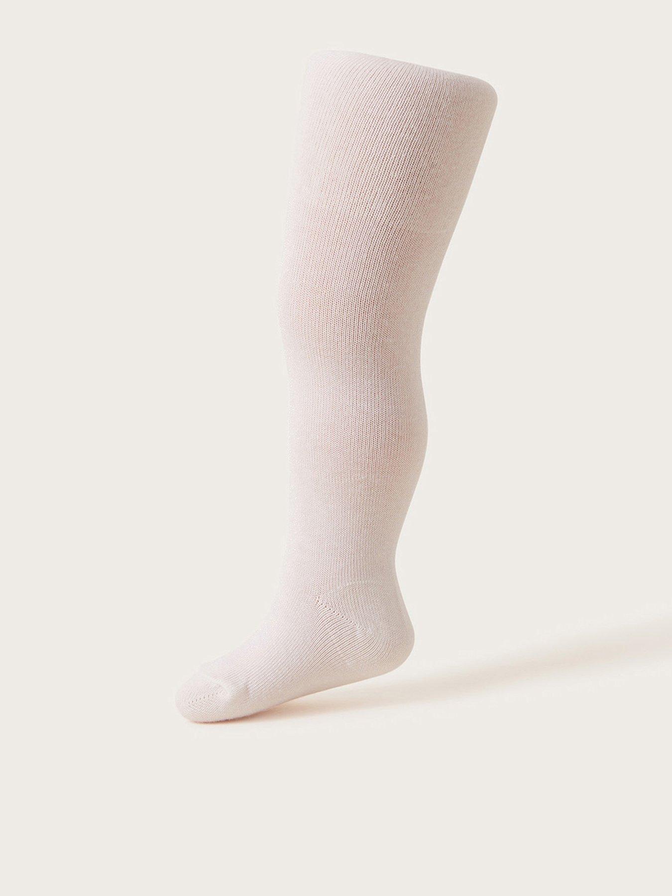 Monsoon Baby Girls Frosted Cotton Tights - Light Cream