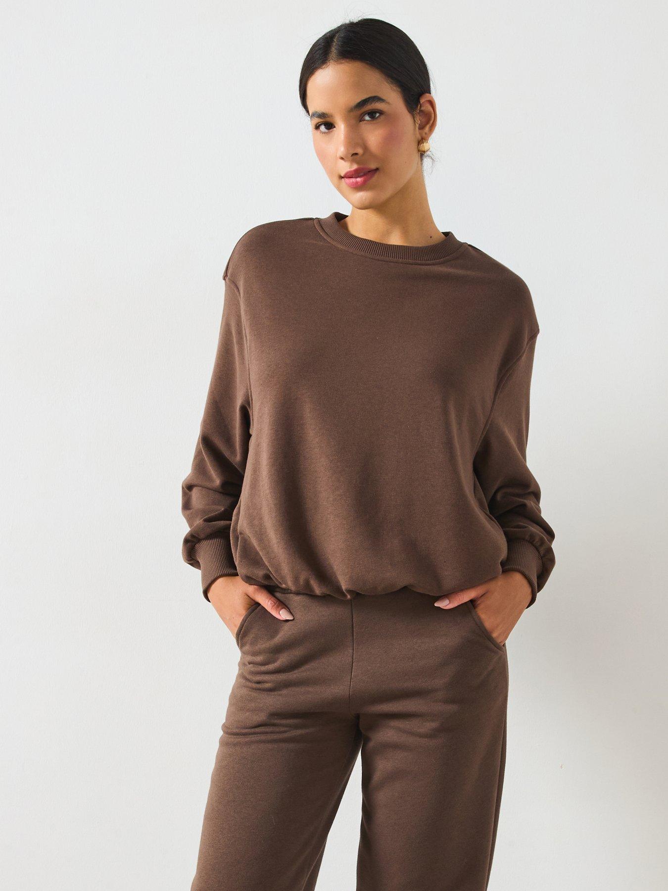 V by Very Bubble Hem Sweatshirt - Brown
