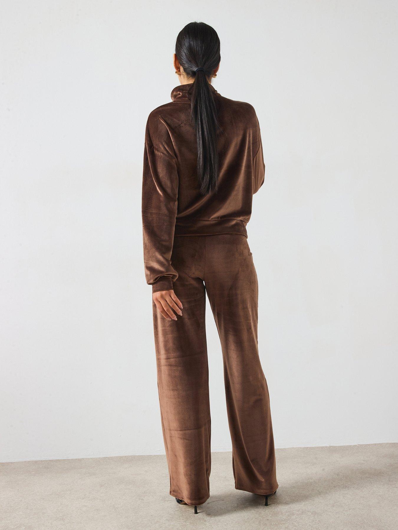 v-by-very-velour-12-zip-sweatshirt-co-ord-brownstillFront