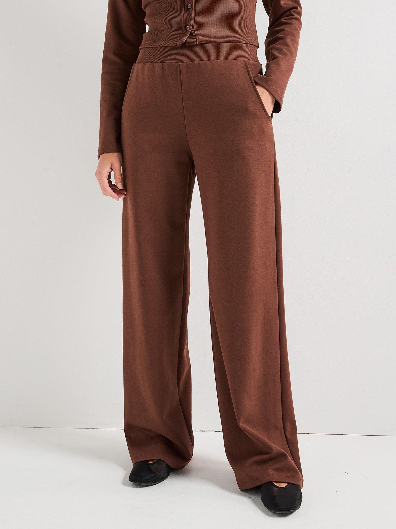 Image 1 of 5 of V by Very Wide Leg Joggers Co-Ord - Brown