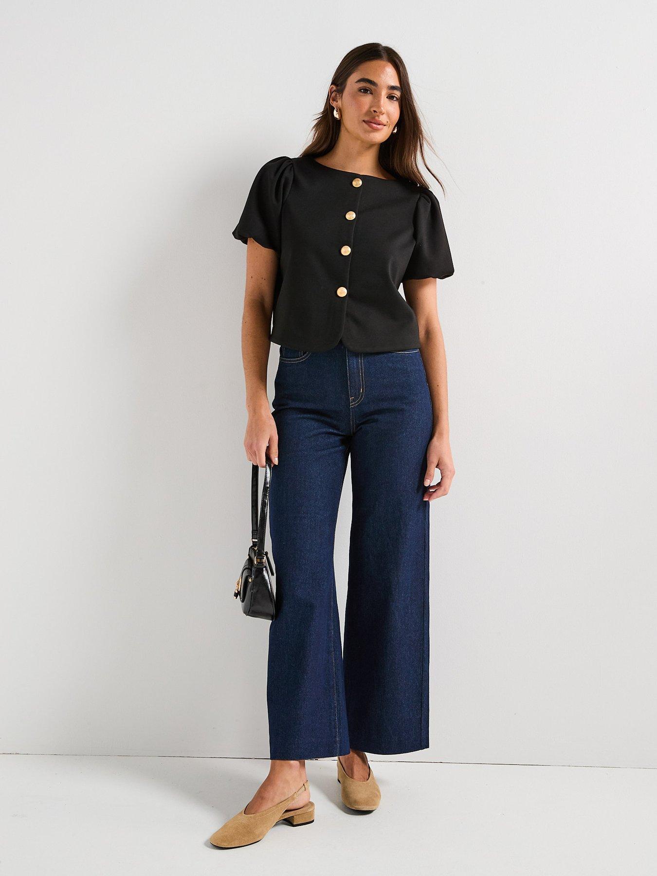 v-by-very-puff-sleeve-button-up-topnbsp--blackback