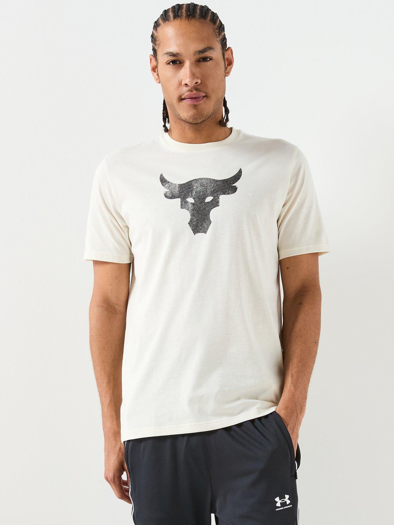 UNDER ARMOUR Mens Training Project Rock Brahma Bull T-Shirt - Cream