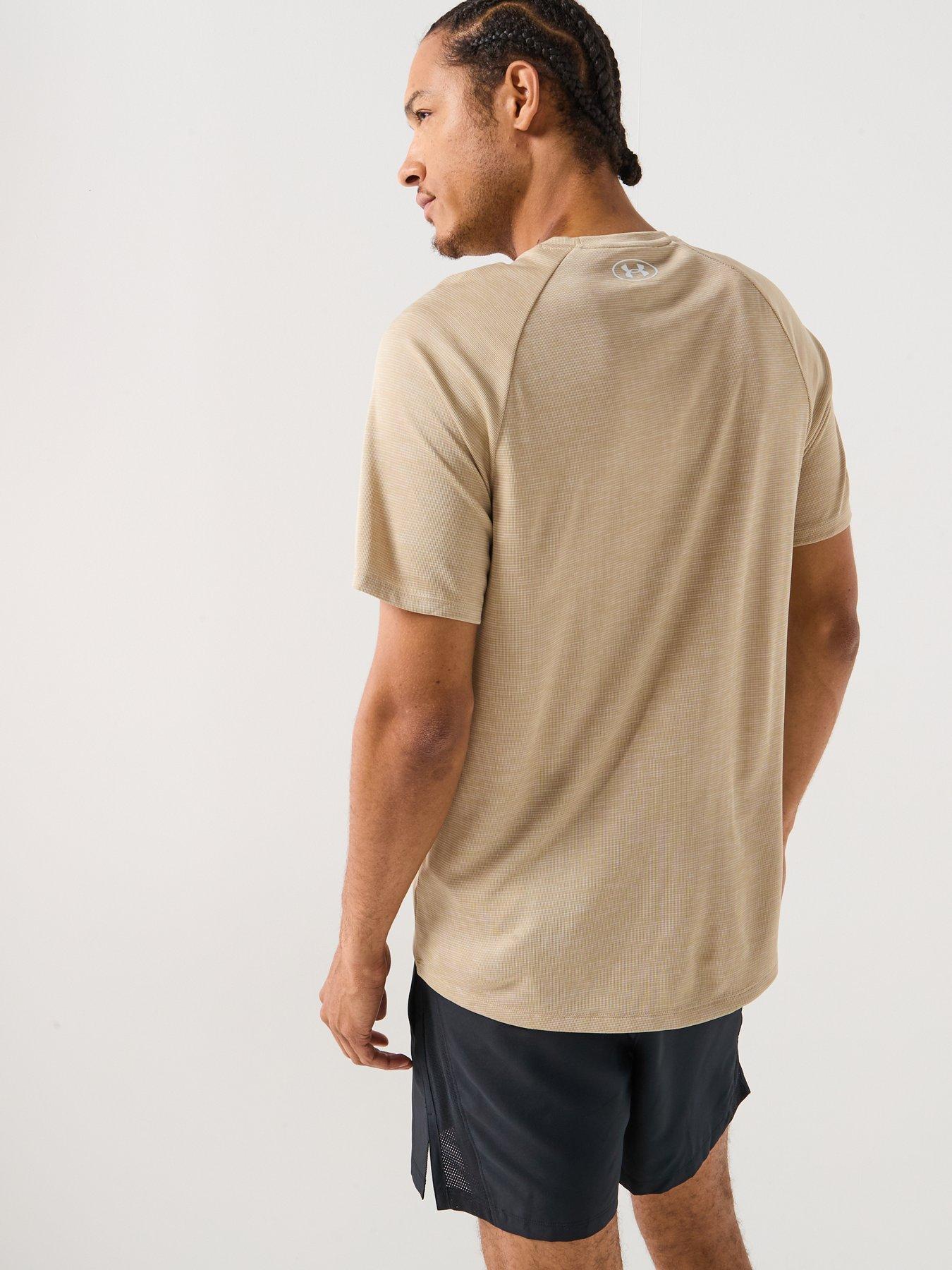 under-armour-mens-training-tech-textured-t-shirt-khakistillFront