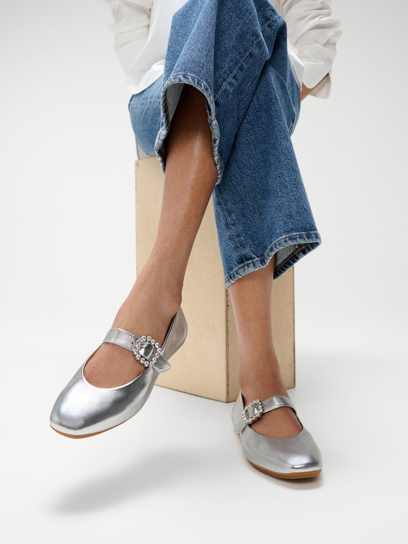 FitFlop Delicato Crystal-buckle Leather Mary Janes - Silver