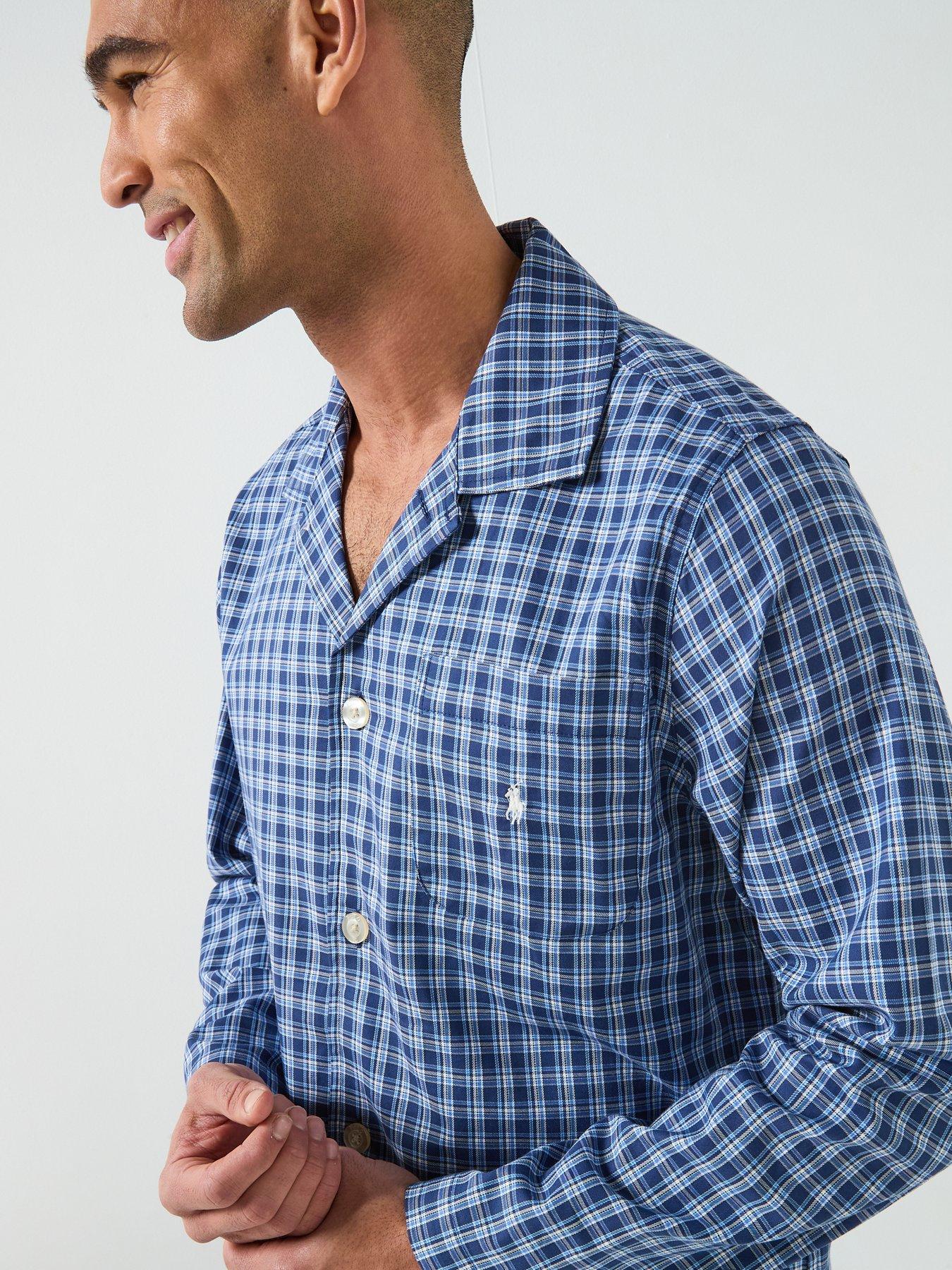 Image 4 of 5 of Polo Ralph Lauren Small Flannel Check Pyjama Set - Blue