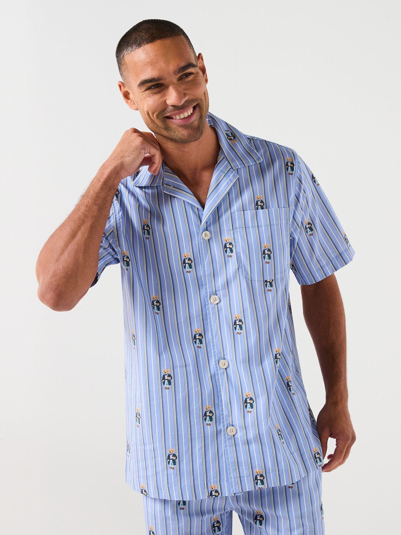 polo-ralph-lauren-all-over-bear-print-woven-pyjama-top-light-bluefront