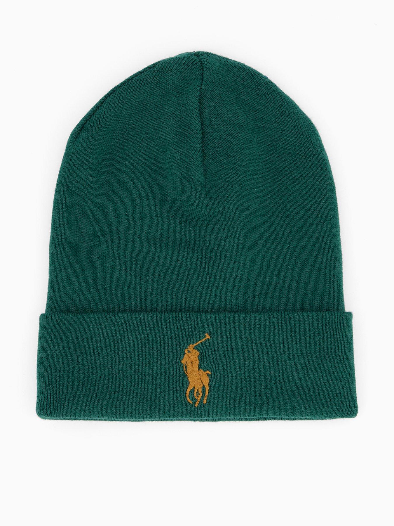 Image 1 of 4 of Polo Ralph Lauren Pima Cotton Big Logo Beanie Hat - Green