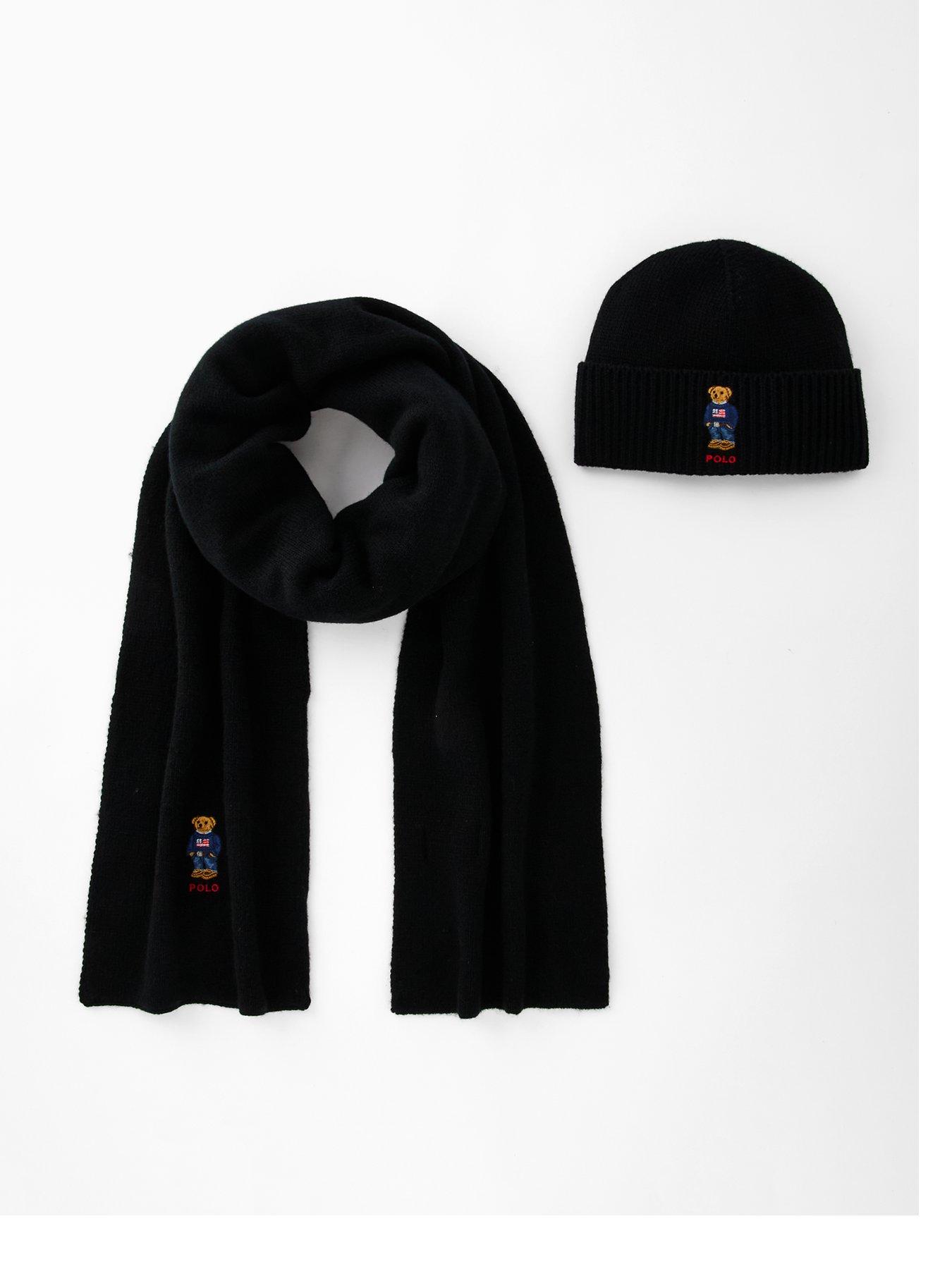 Polo Ralph Lauren Bear Scarf  &  Hat Gift Set - Black