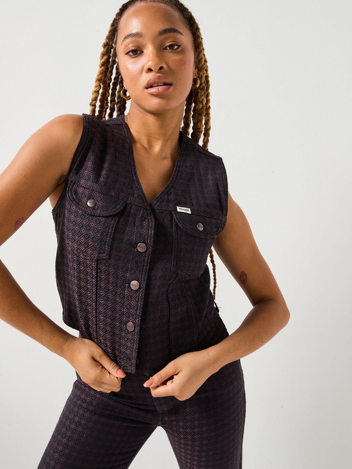 Wrangler Denim Waist Coat - Mahogany