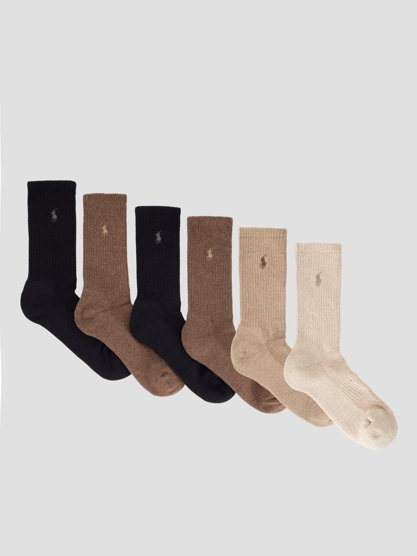 Polo Ralph Lauren 6 Pack Crew Sports Socks - Brown