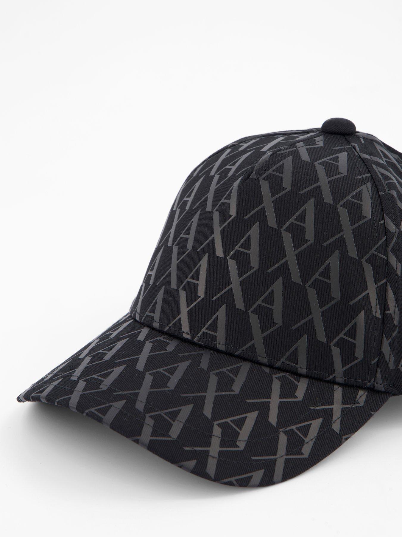 Image 2 of 4 of Armani Exchange All Over Monogram Cap - Black