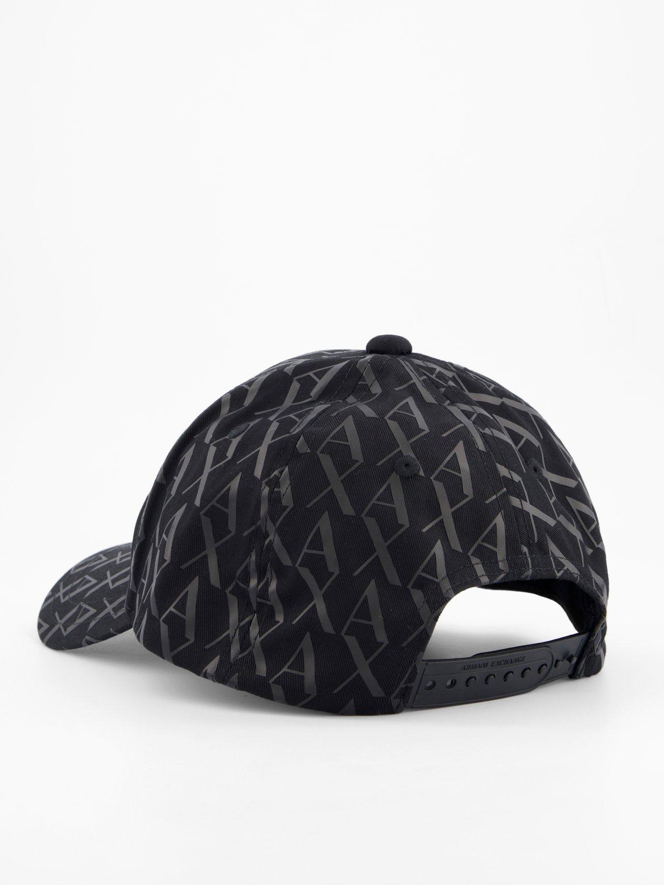 Image 4 of 4 of Armani Exchange All Over Monogram Cap - Black
