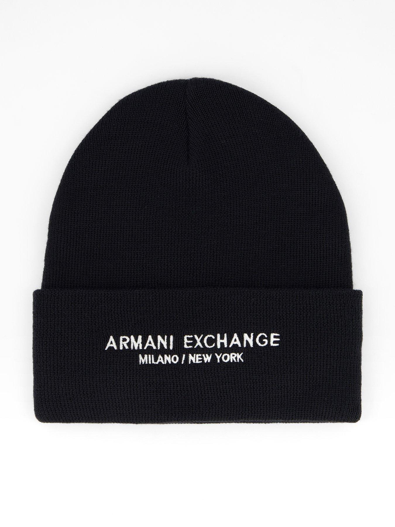 armani-exchange-logo-beanie-black