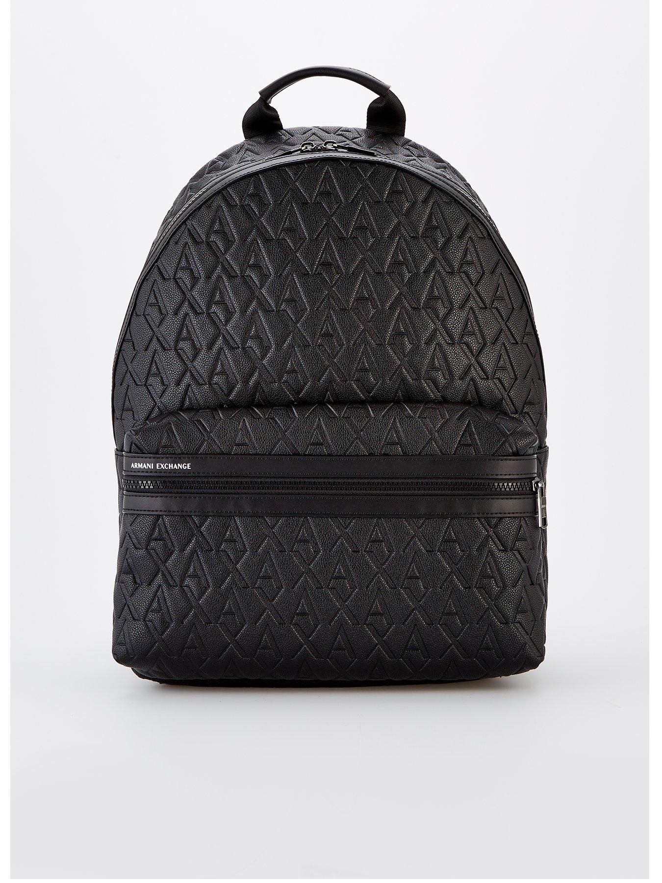 Image 1 of 4 of Armani Exchange Liam Monogram Pu Backpack - Black