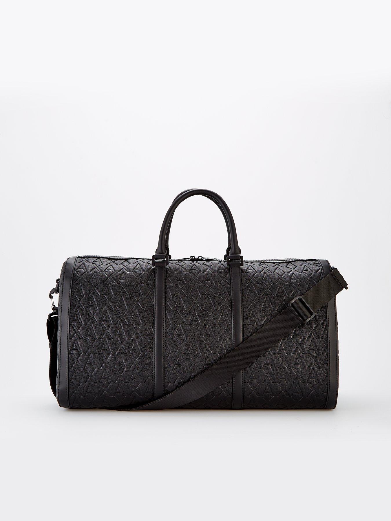 armani-exchange-liam-monogram-pu-holdall-bag-blackfront