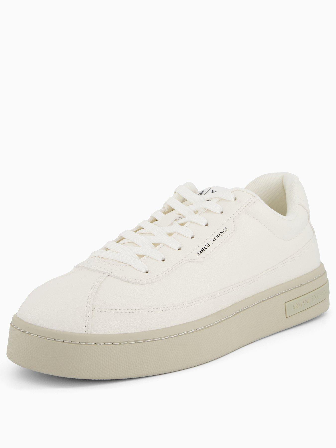 Image 2 of 7 of Armani Exchange London Tumbled Pu Gumsole Trainer - Off White