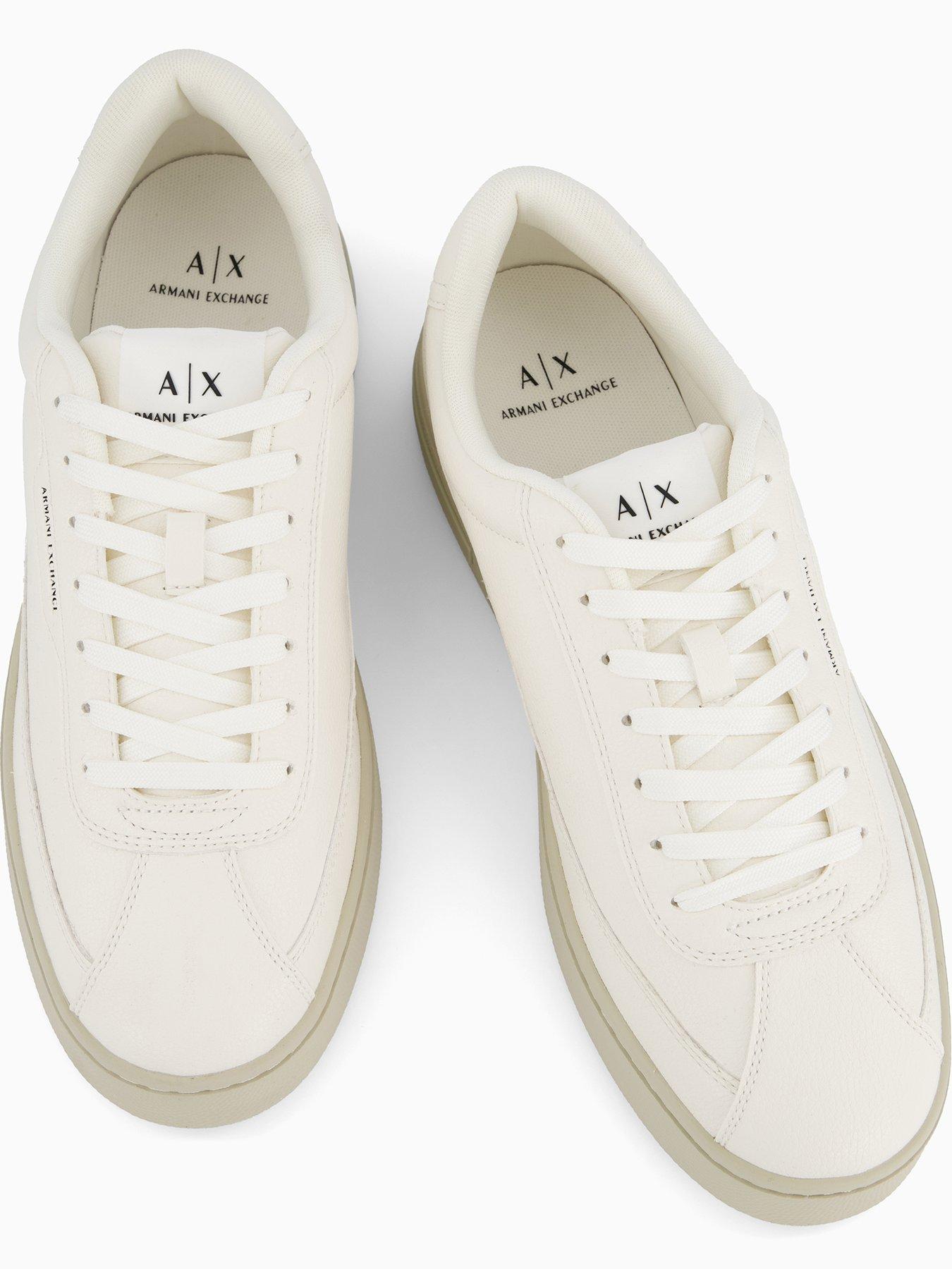 Image 3 of 7 of Armani Exchange London Tumbled Pu Gumsole Trainer - Off White