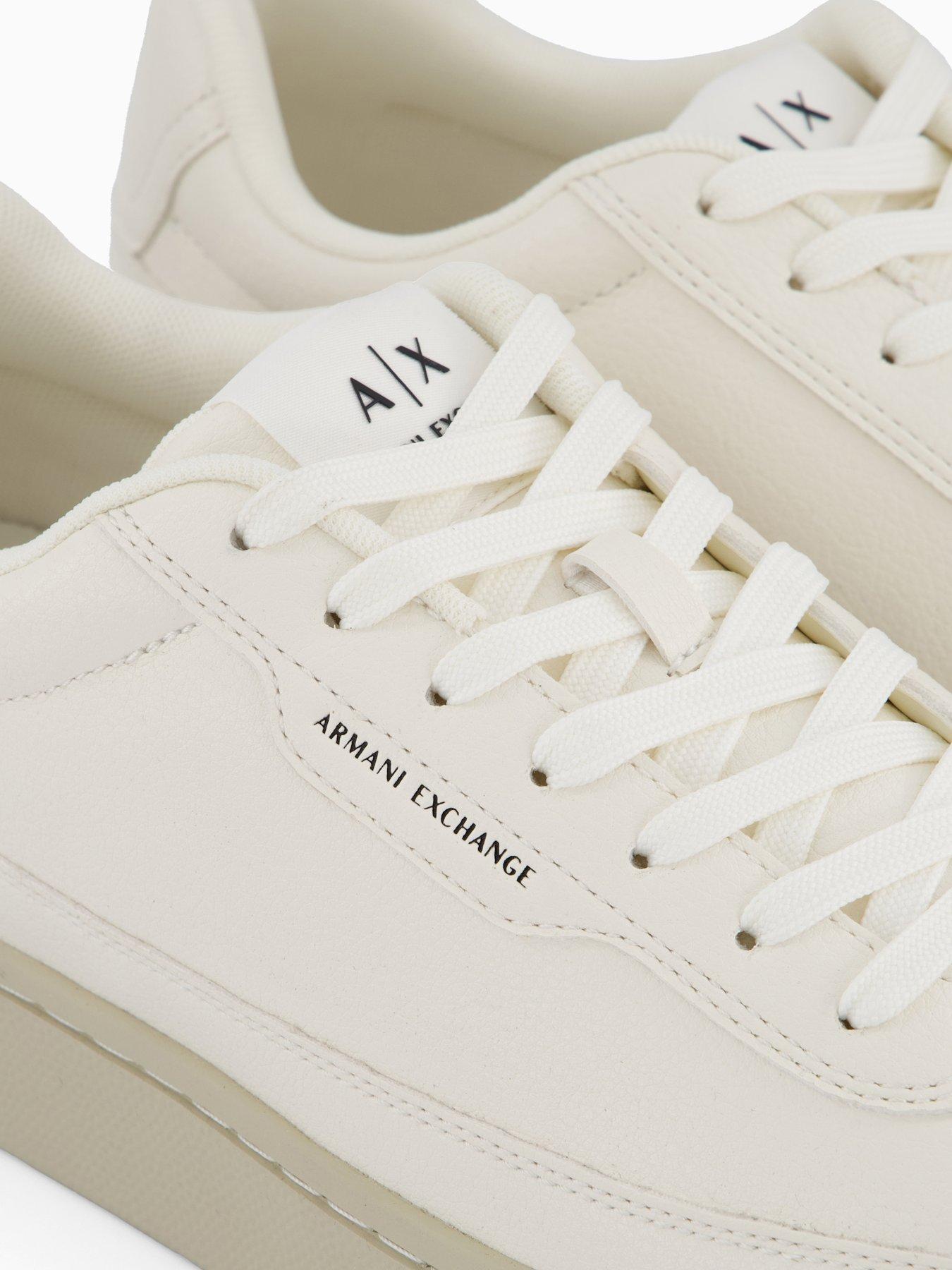 Image 5 of 7 of Armani Exchange London Tumbled Pu Gumsole Trainer - Off White