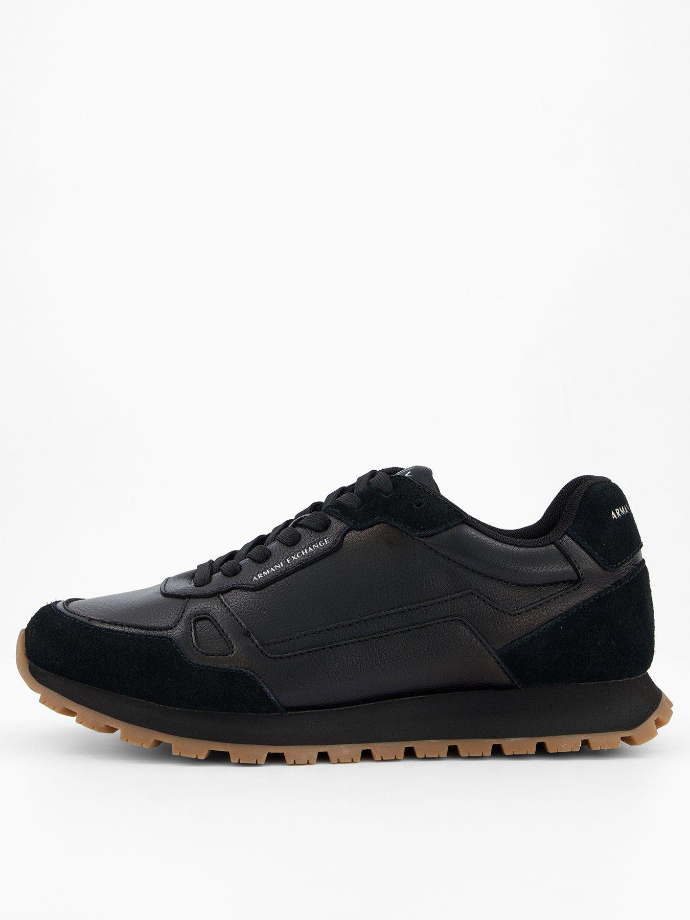 Image 1 of 7 of Armani Exchange Drop Tumbled Runner Trainers - Black