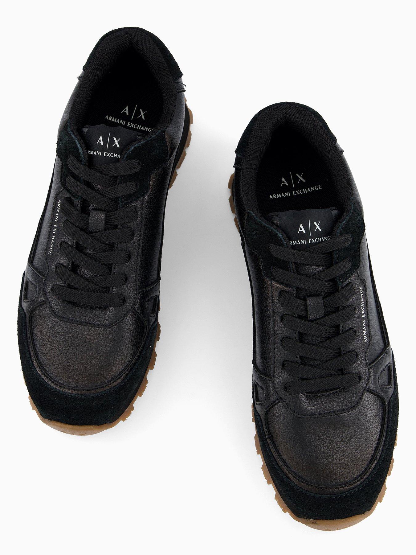 Image 3 of 7 of Armani Exchange Drop Tumbled Runner Trainers - Black