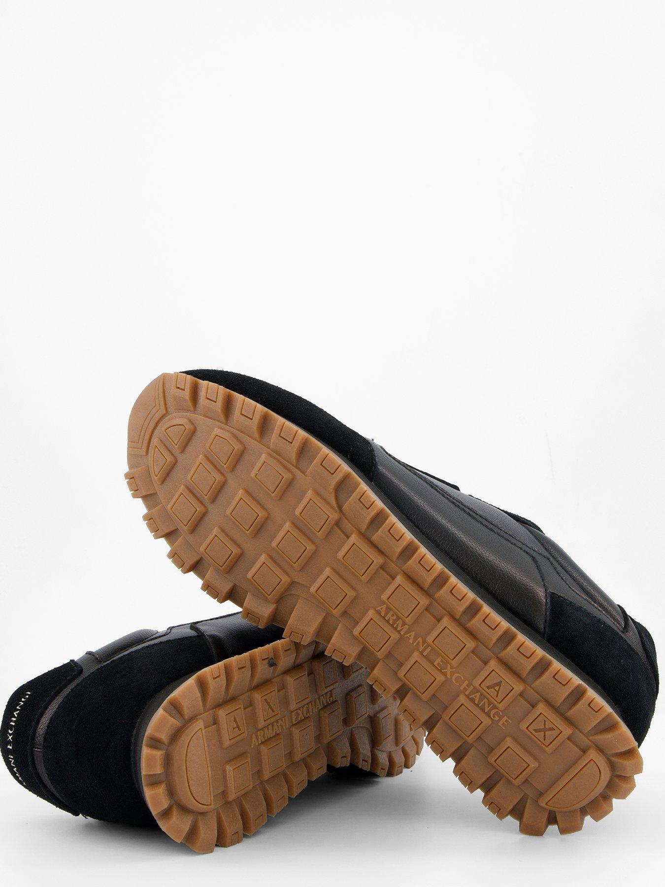 Image 4 of 7 of Armani Exchange Drop Tumbled Runner Trainers - Black