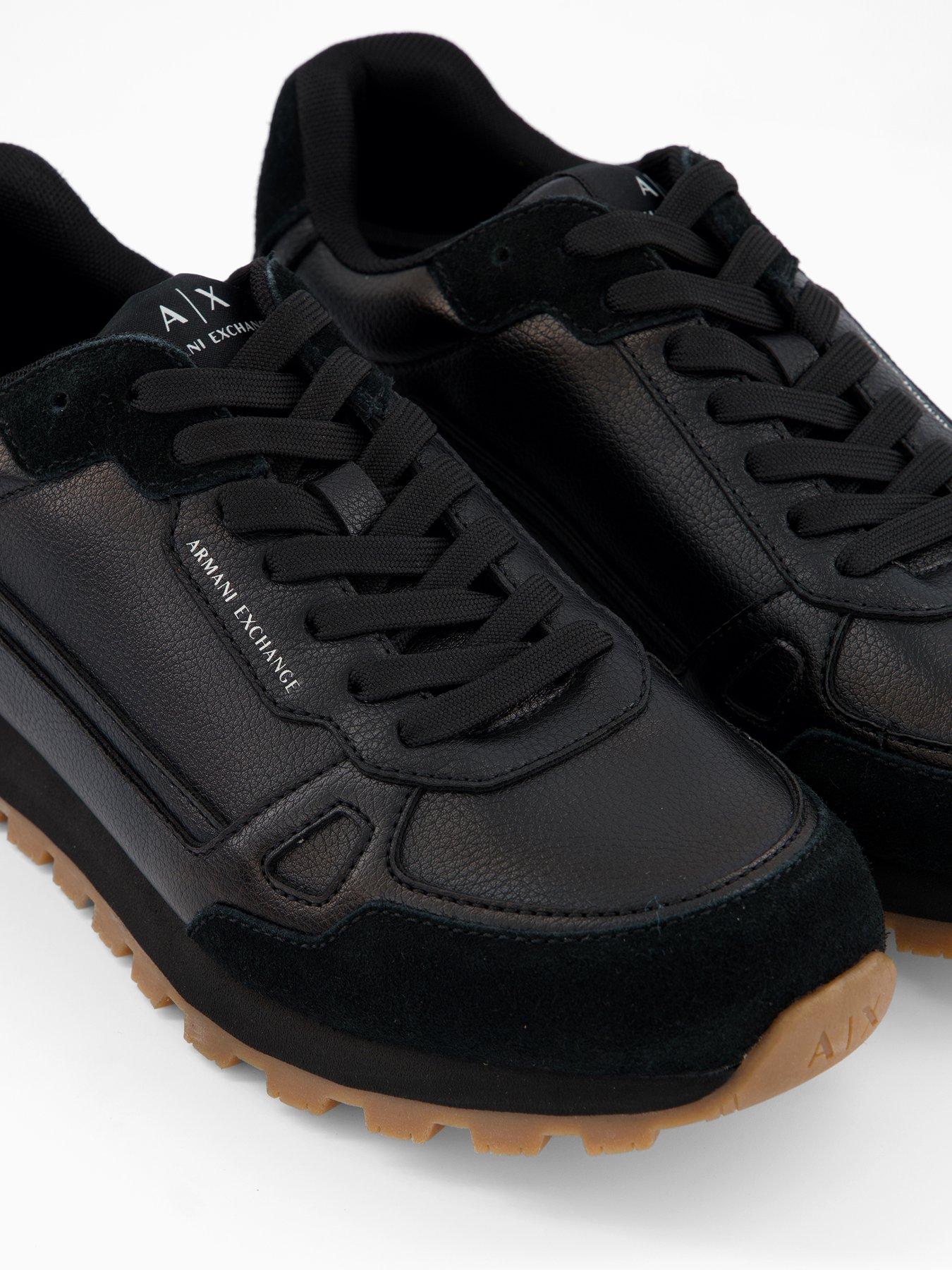Image 5 of 7 of Armani Exchange Drop Tumbled Runner Trainers - Black