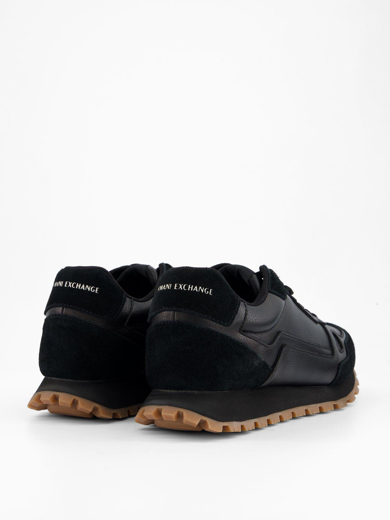 Image 6 of 7 of Armani Exchange Drop Tumbled Runner Trainers - Black