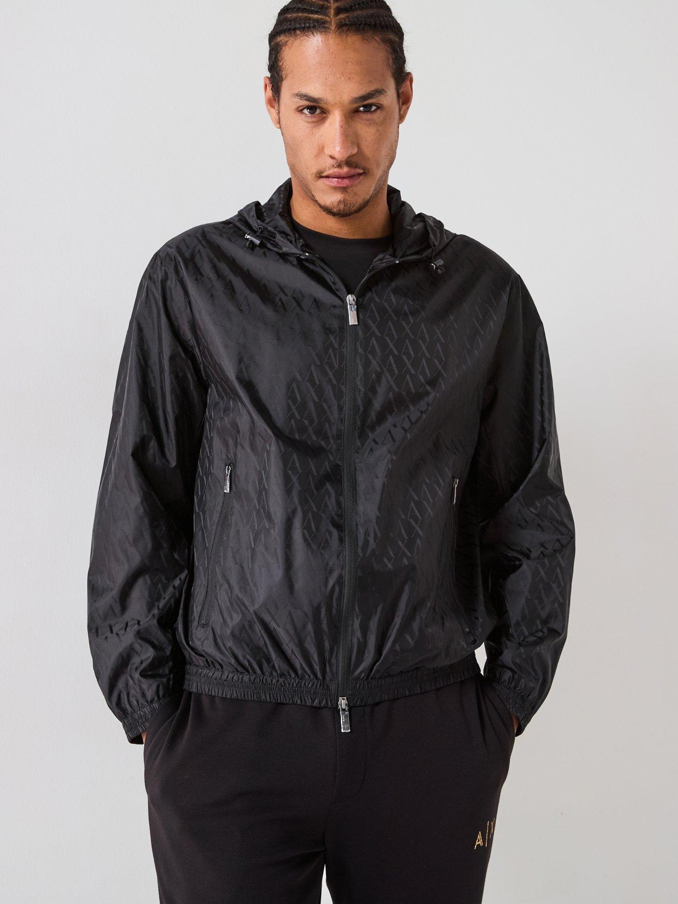 Armani Exchange All Over Monogram Lightweight Jacket - Black