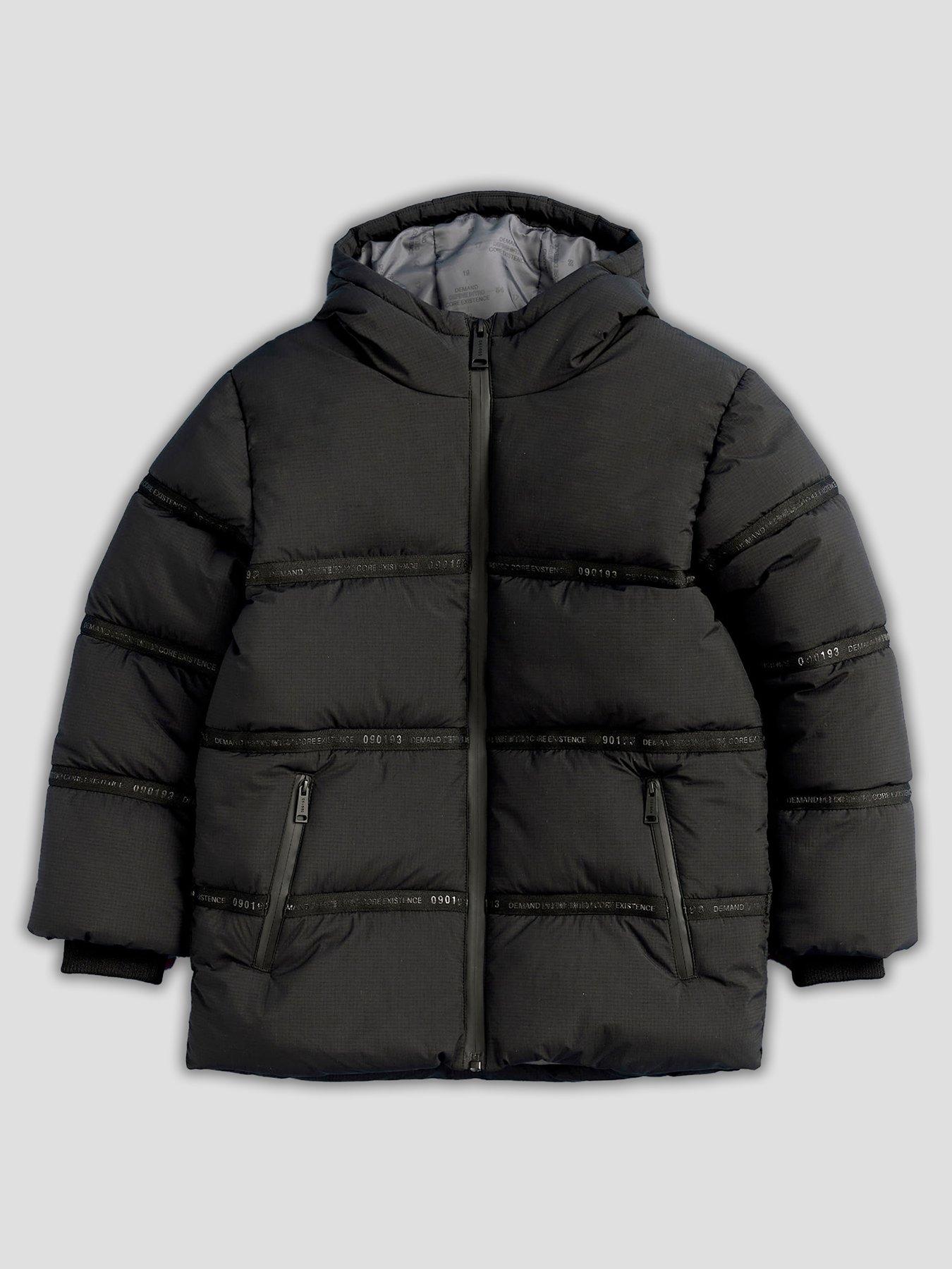 River Island Older Boys Hooded Heavyweight Puffer Jacket - Black