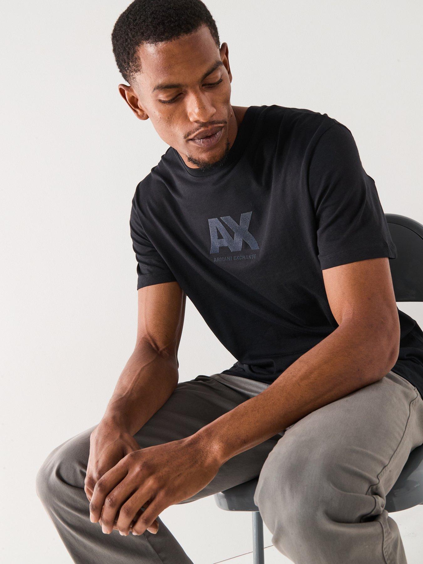 Armani Exchange Ax Flocked Logo T-Shirt - Black