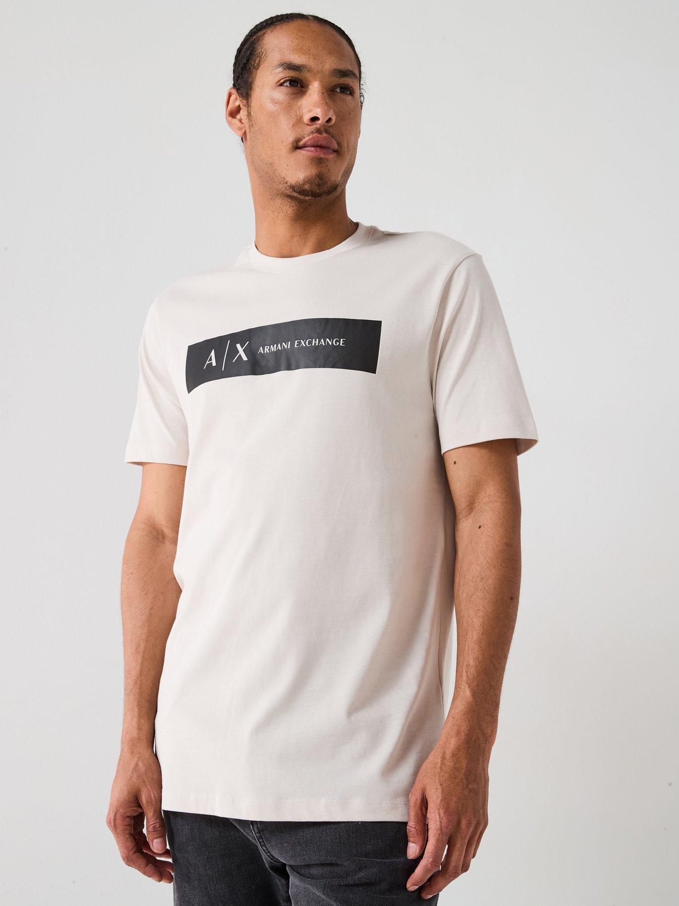 Image 1 of 4 of Armani Exchange Ax Flocked Logo T-Shirt - Off White
