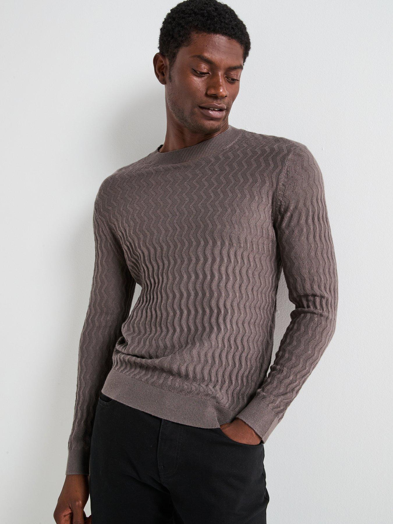 armani-exchange-zig-zag-textured-knitted-jumper-grey