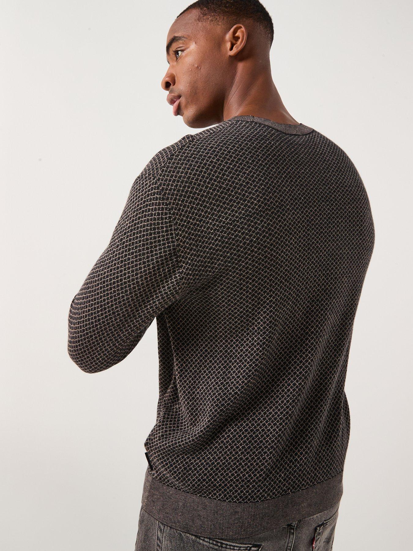 Image 2 of 6 of Armani Exchange Micro Pattern Knitted Jumper - Black