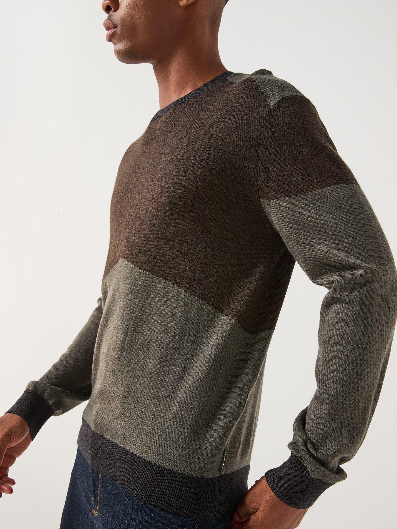 armani-exchange-colour-block-knitted-jumper-brownoutfit