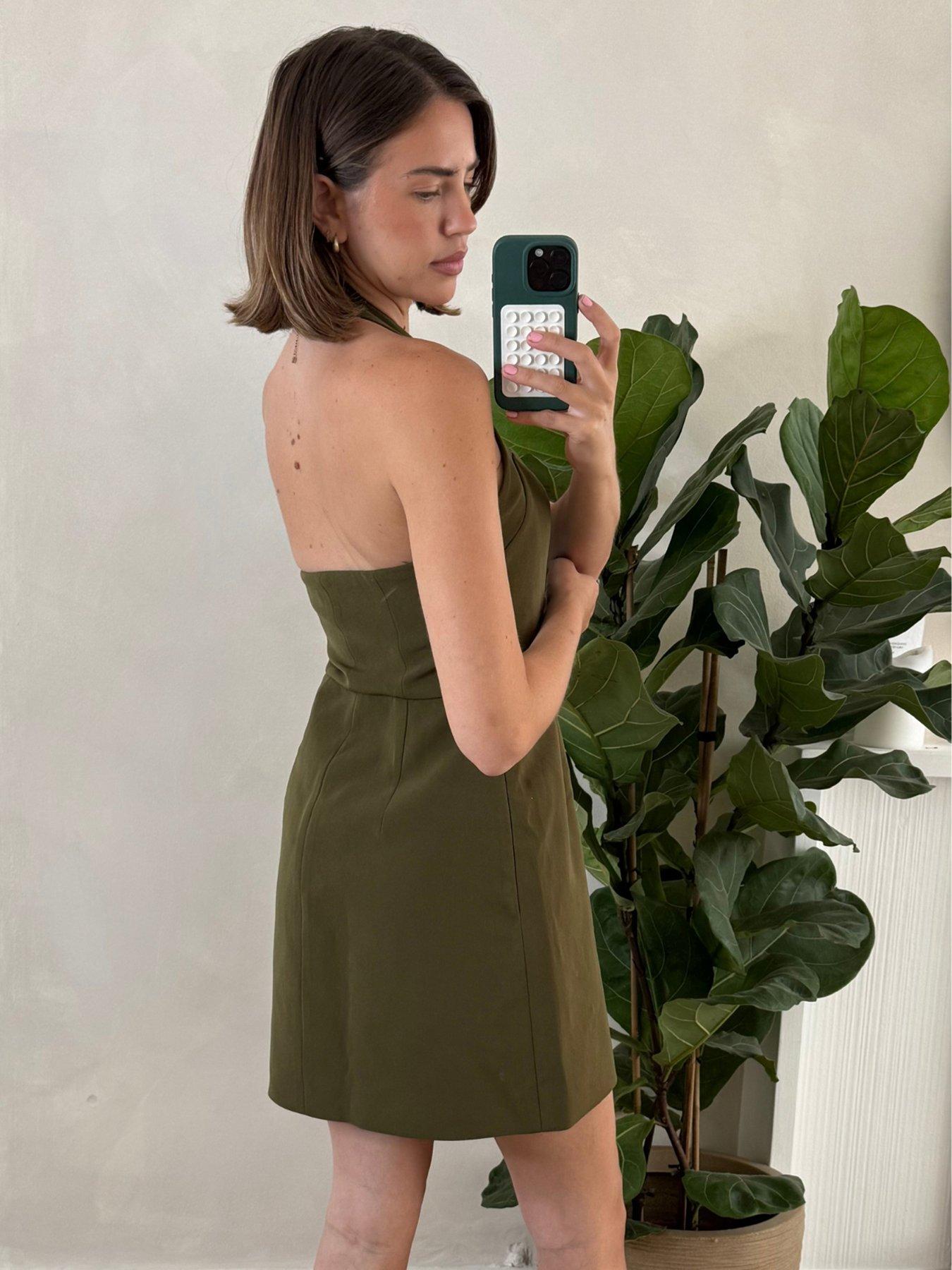 Image 4 of 4 of Style Cheat Halter Mini Dress - Green