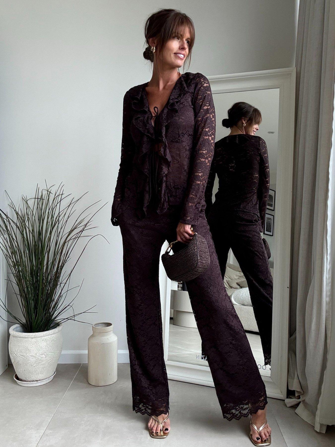 Style Cheat Lace Lined Trouser - Brown