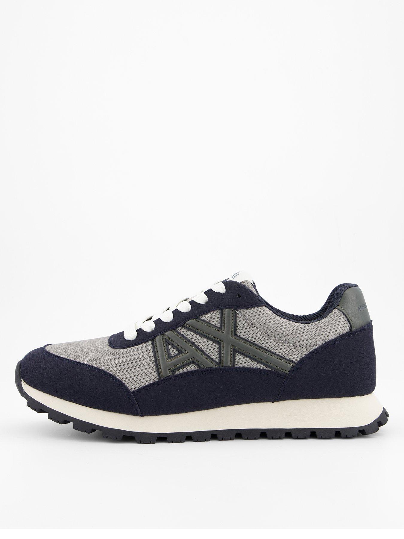 Armani Exchange Drop Logo Suede Runner Trainers - Green/Blue