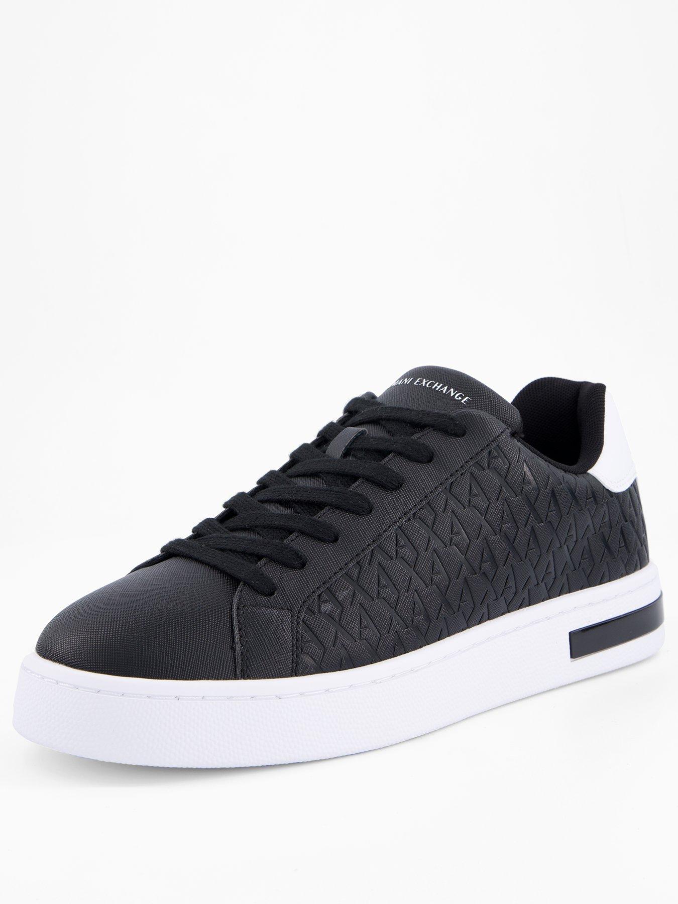 armani-exchange-monogram-pu-trainers-blackstillFront