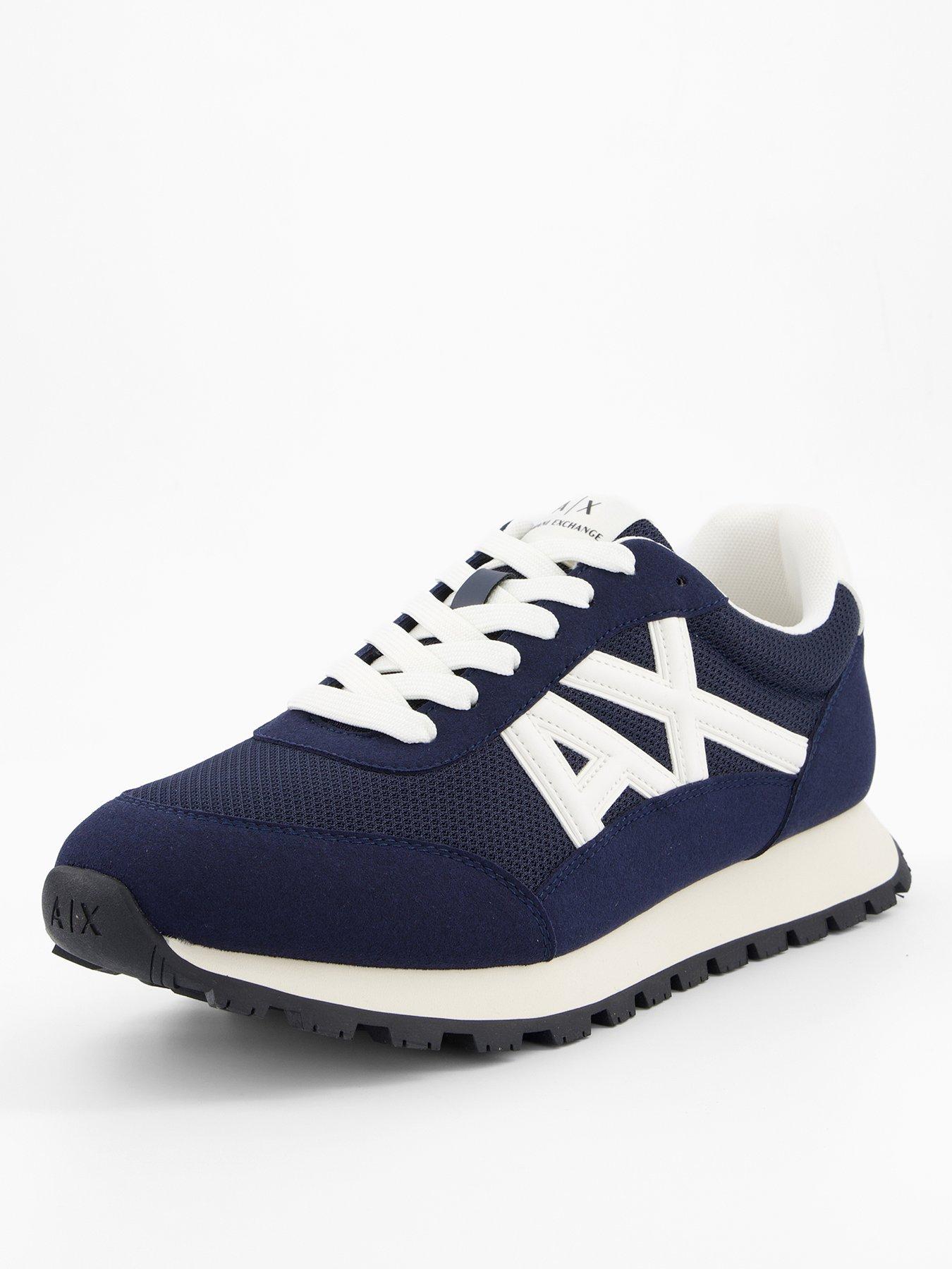 Image 2 of 7 of Armani Exchange Drop Logo Suede Runner Trainers - Navy