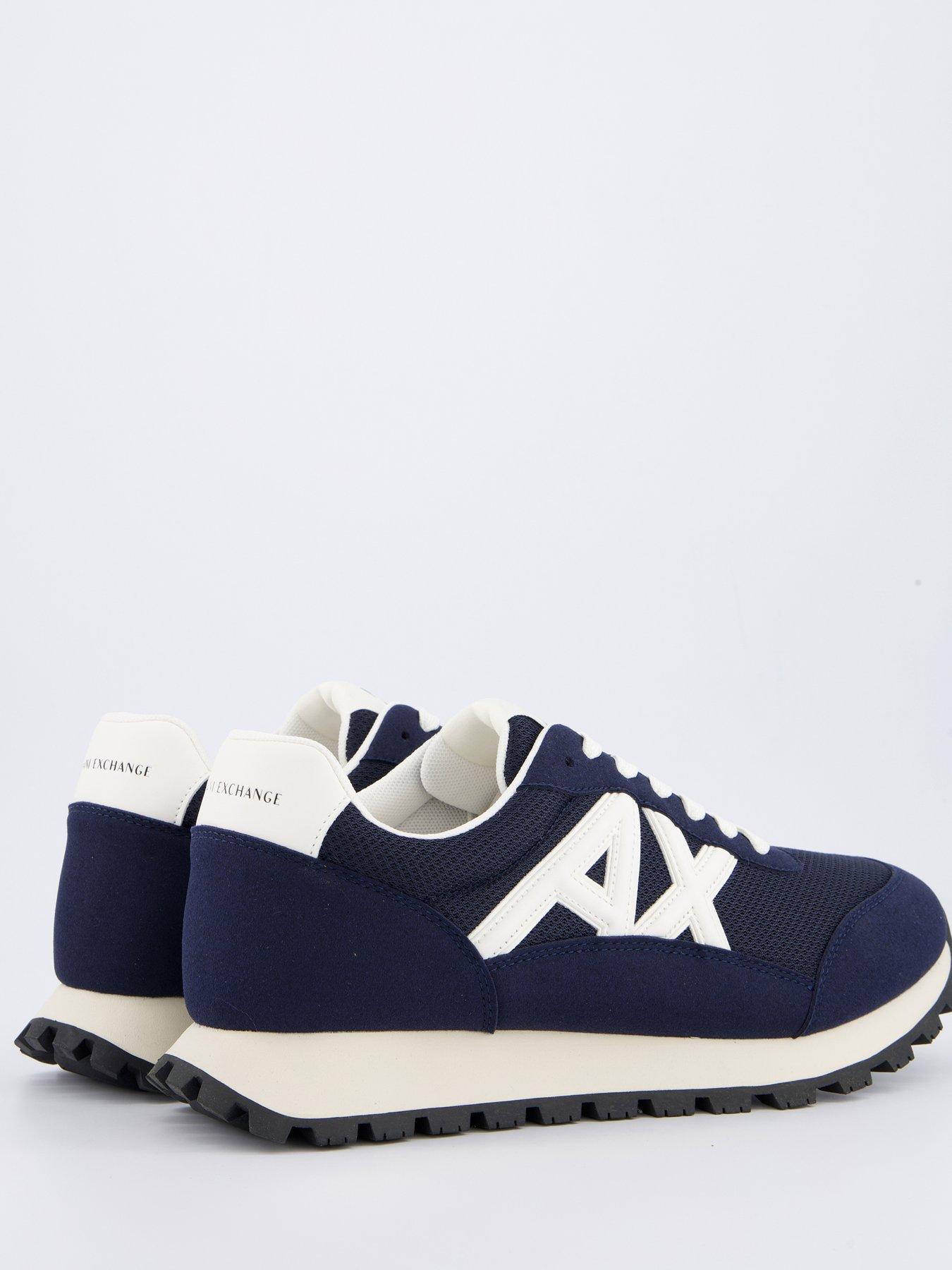 Image 6 of 7 of Armani Exchange Drop Logo Suede Runner Trainers - Navy