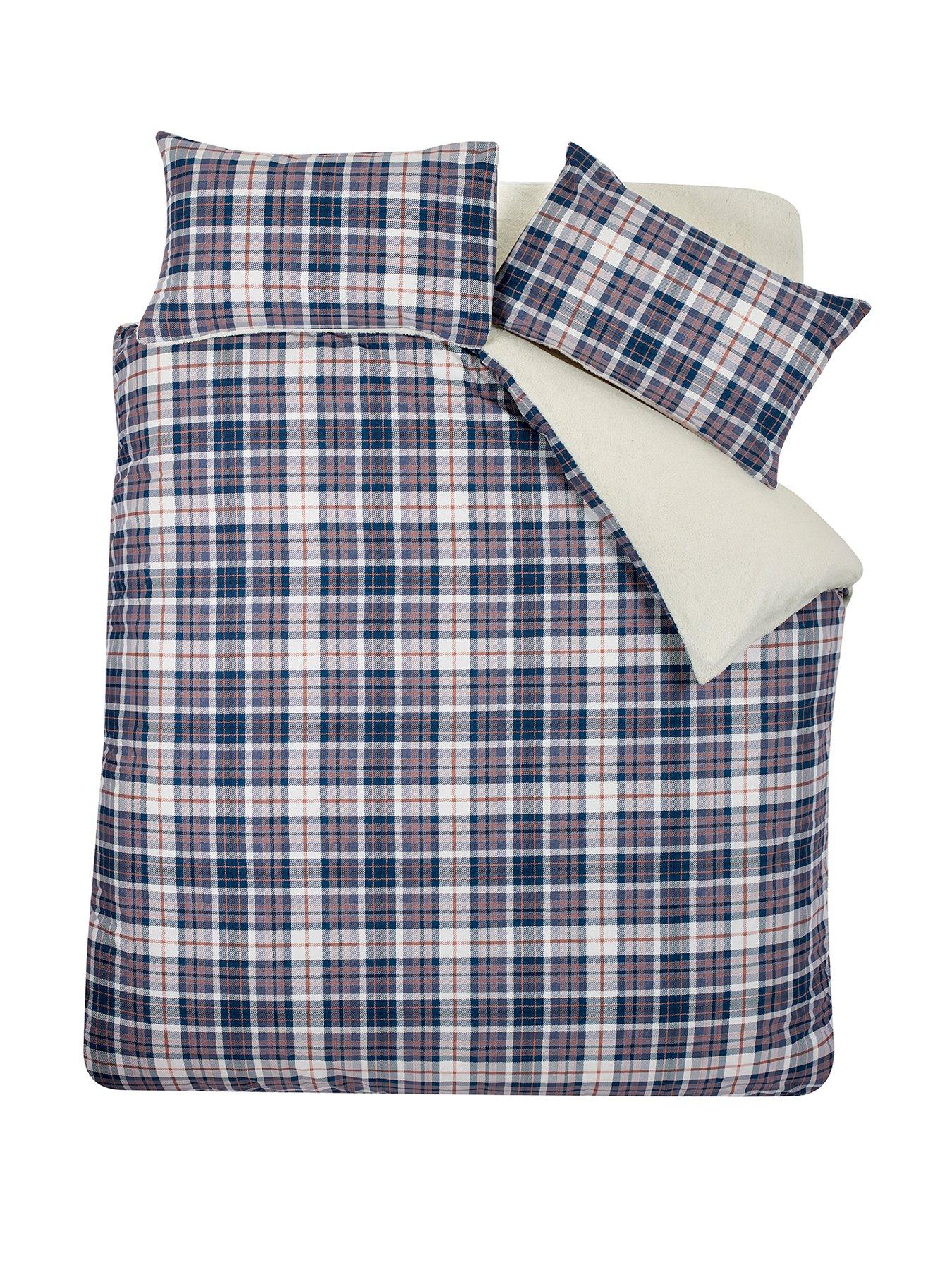 Image 2 of 5 of Catherine Lansfield Cosy Sherpa Check Duvet Set - Blue